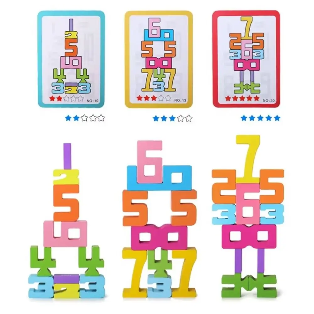 Blocs de construction numériques en bois, jeu d'équilibre de grosses particules, Puzzle numérique 3D, briques d'assemblage éducatives, blocs d'empilage