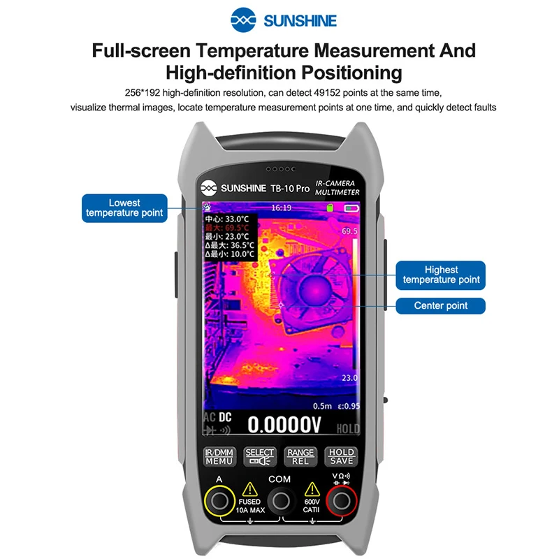 SUNSHINE TB-10 Pro Infrared Thermal Imaging Multimeter for Motherboard PCB BGA Maintenance Handheld Thermal Imager