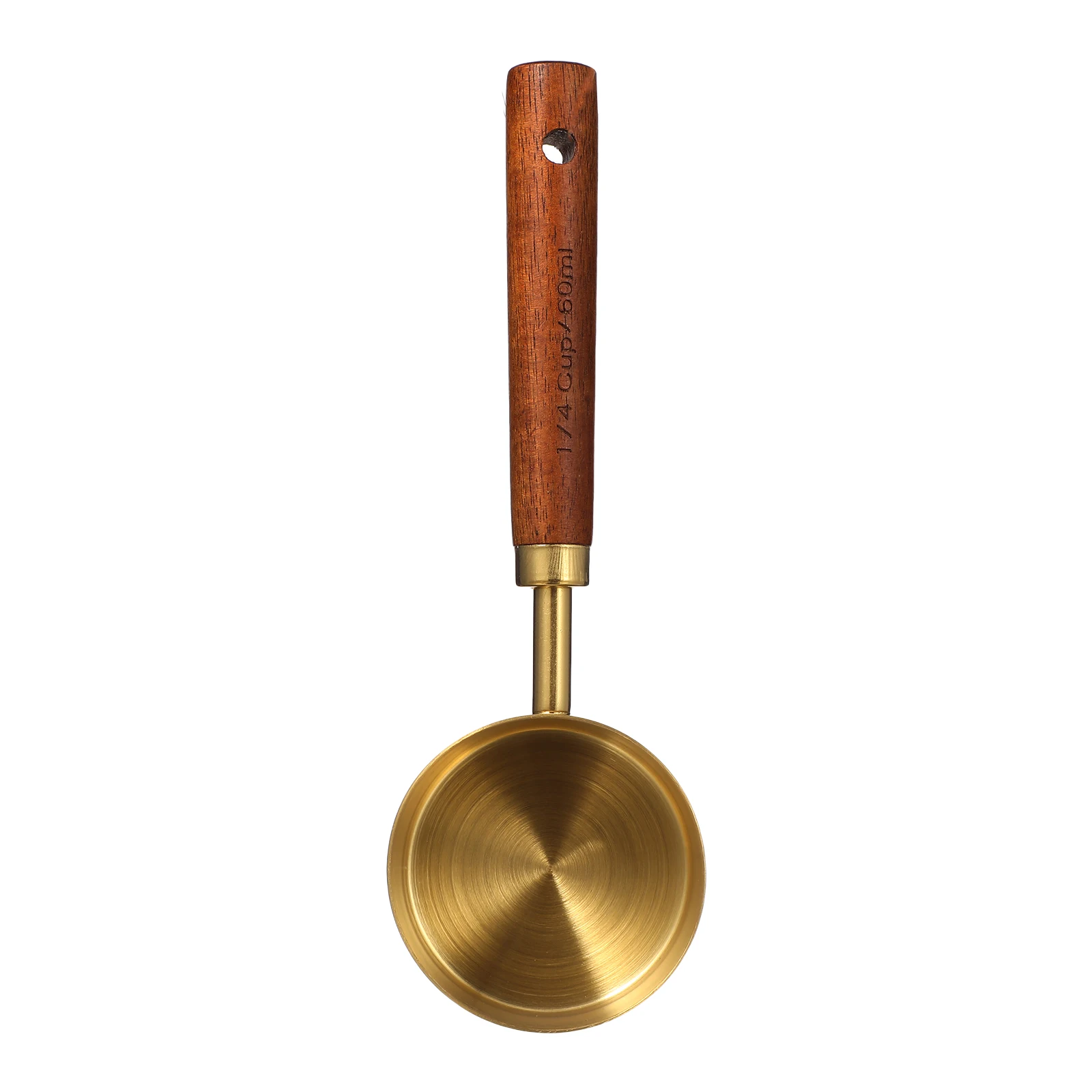 

Measuring Spoon Stainless Steel 60Ml Golden Finish Wood Handle For Coffee Baking Cooking Restaurant Kitchen Use
