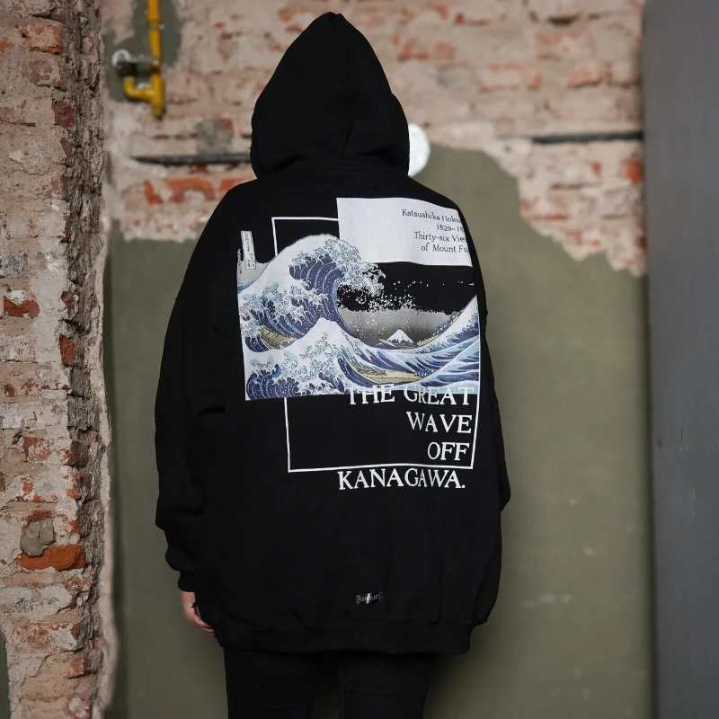 

Толстовка с капюшоном The Great Wave of Kanagawa — мужская толстовка с капюшоном Vintage Art Hokusai — японская художественная толстовка с капюшоном, эстетичная женская толстовка