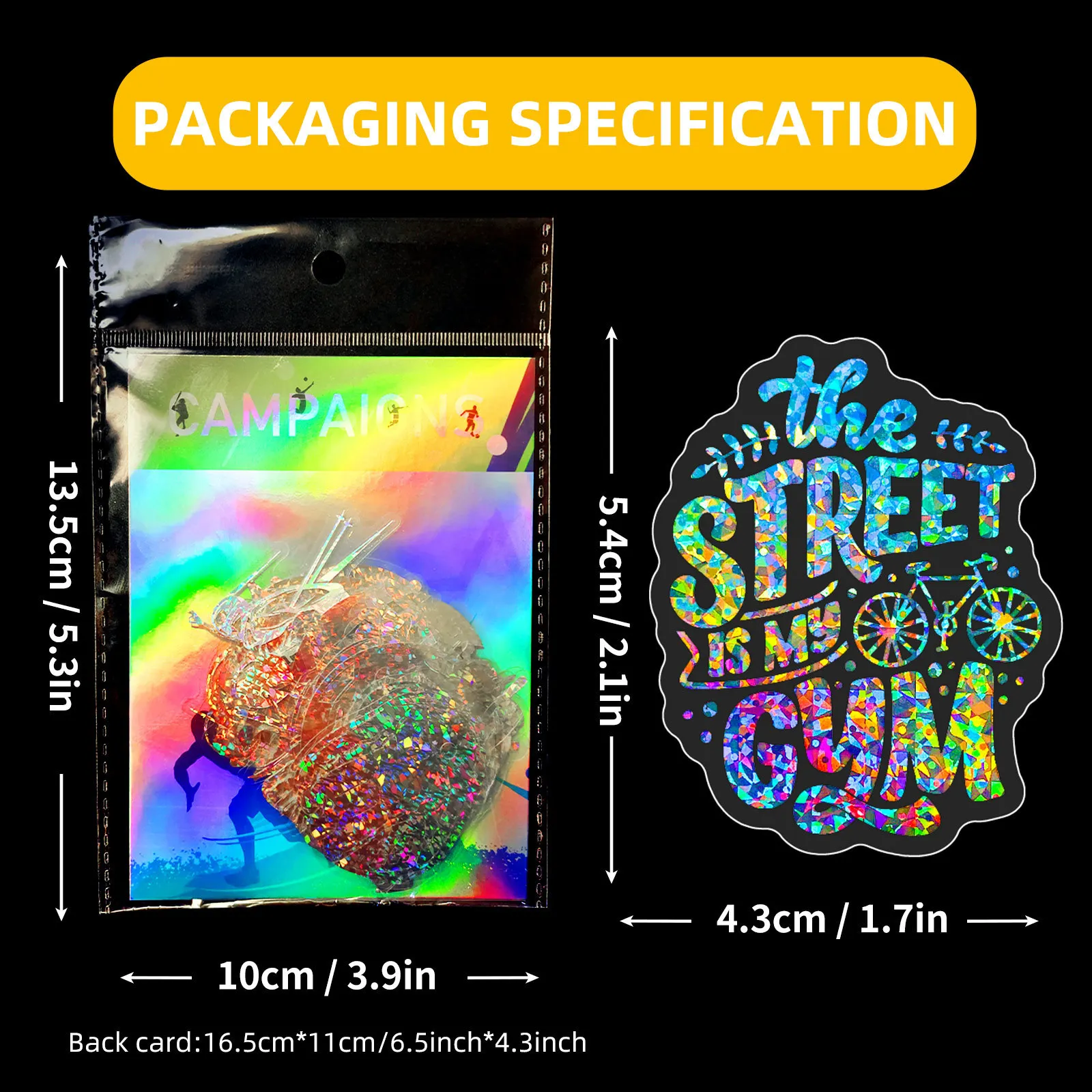 50 Pcs Silver Laser Sports Style PET Stickers Decorating Luggage Water Bottles Stickers