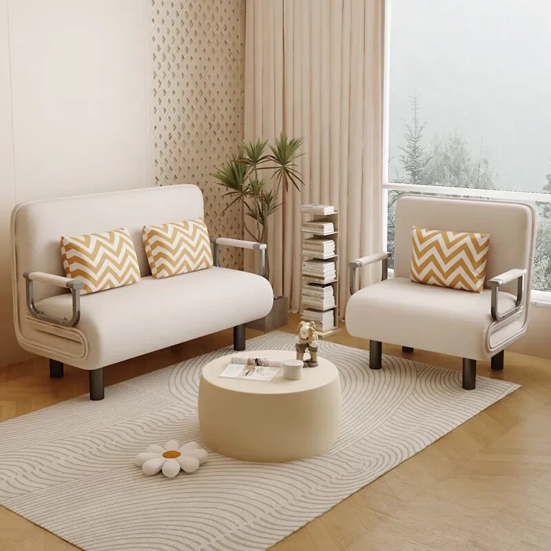 

Foldable single living room fabric office lunch break simple bedroom removable and washable, sofa bed dual-use