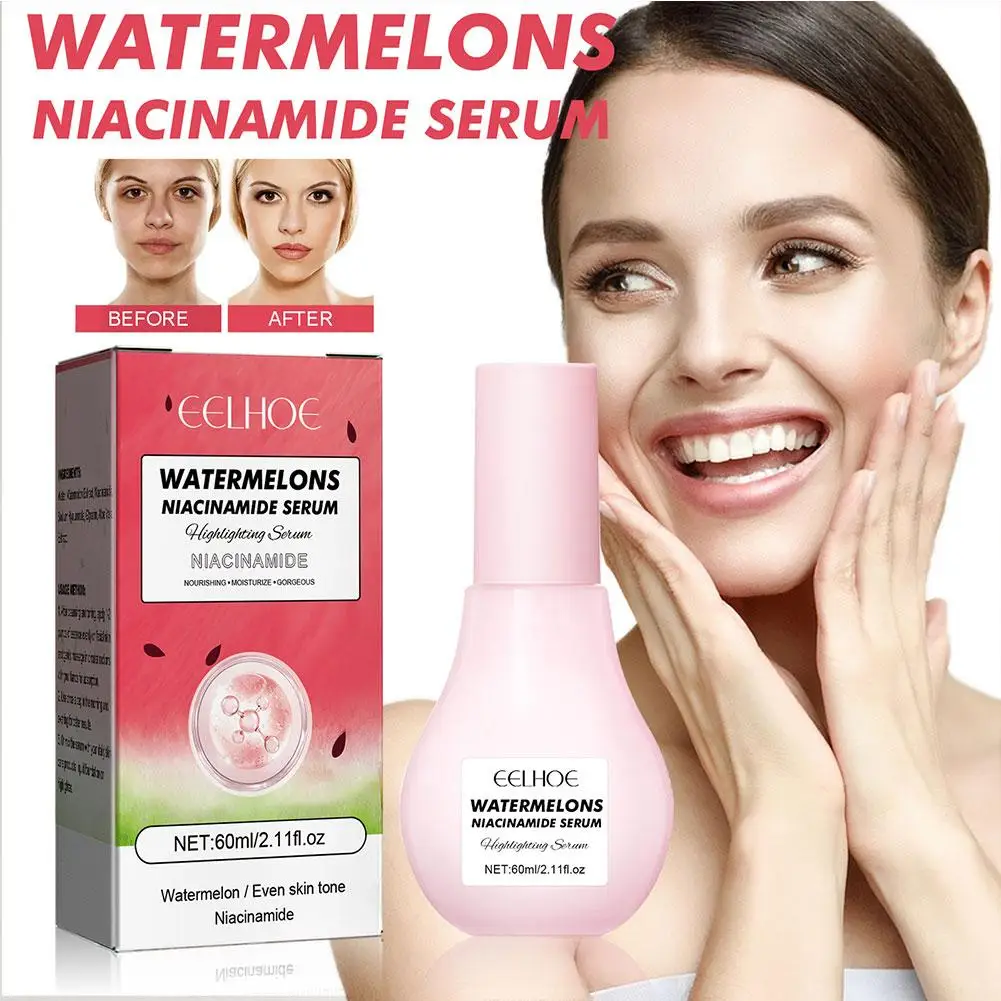 

EELHOE 60ml Watermelon Glow Niacinamide Dew Drops Serum Priming Serum Makeup Serum Face Lightweight Hydrating Highlighter L9O3