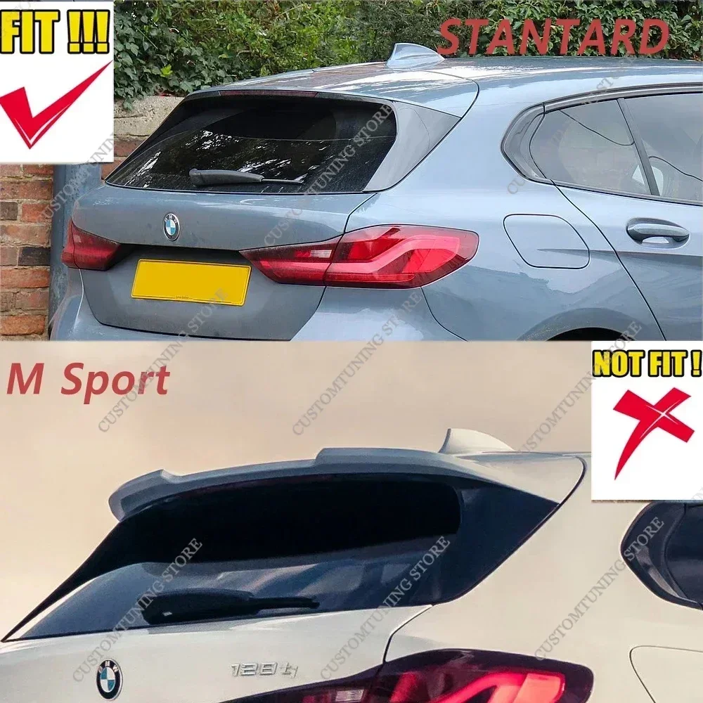 قبعات سبويلر خلفية ABS باللون الأسود اللامع تمديد لسيارات BMW F40 116i 116d 118d 118i 120i 120d 2019-2024 ضبط أطقم هيكل الجناح الخلفي #4