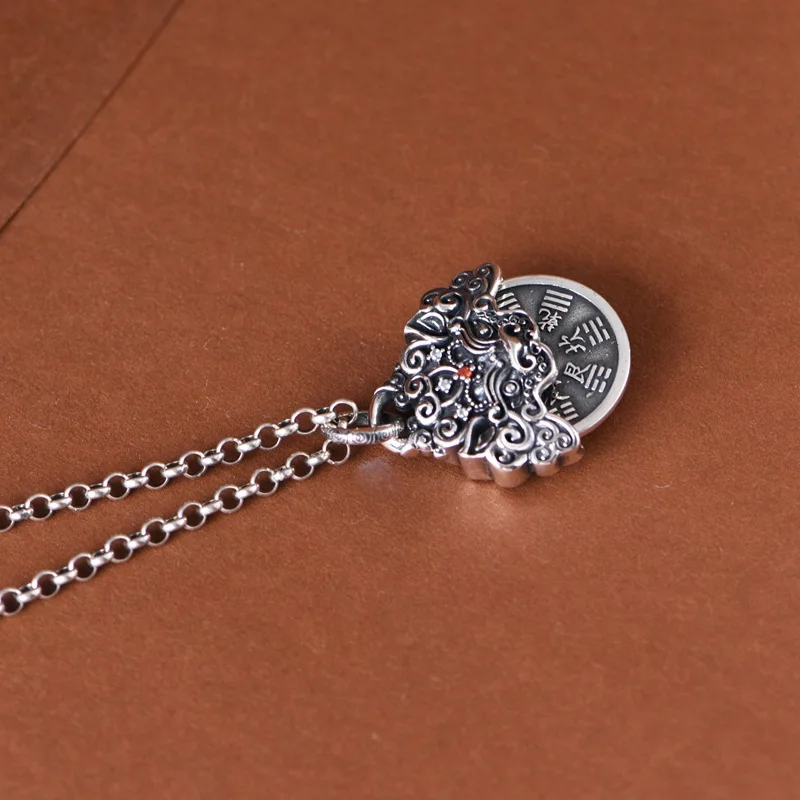 New Big Money Pendant Retro Chinese Style Gluttony Double Sided Rotating Men's Personalized Jewelry Necklace Accessories