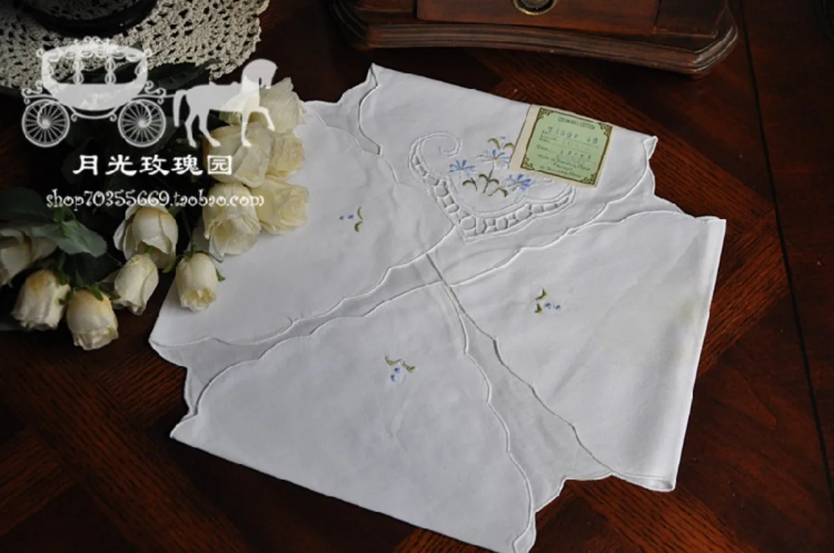 2 قطعة منشفة الخبز القطن الأبيض منشفة مطرزة ملونة #4