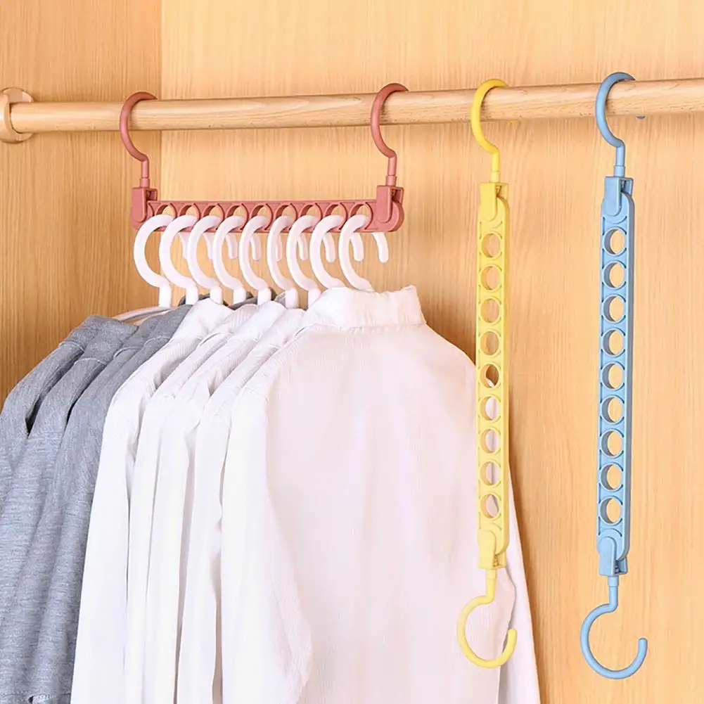 Clothes Hanger 9 Holes Hanging Shirts Clothes Storage Rack Dresses Pants Holder Stand Windproof Drying Rack Clothes Organizer