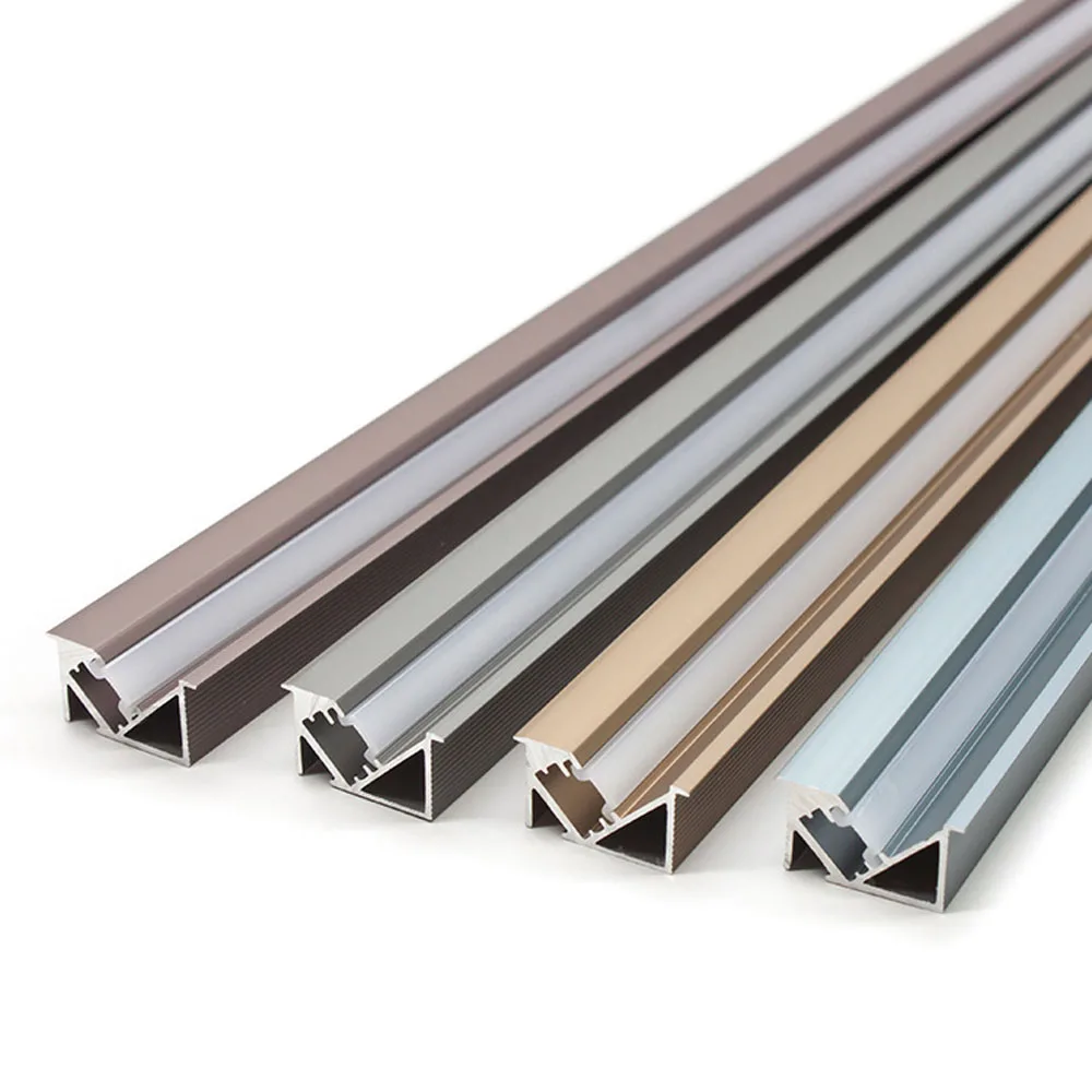 LED Recessed Aluminum Profile, YW Shape, 45º Oblique Beam, Invisible Cabinet Light, Milky Cover Channel, Wine Cabinet, Hard Bar
