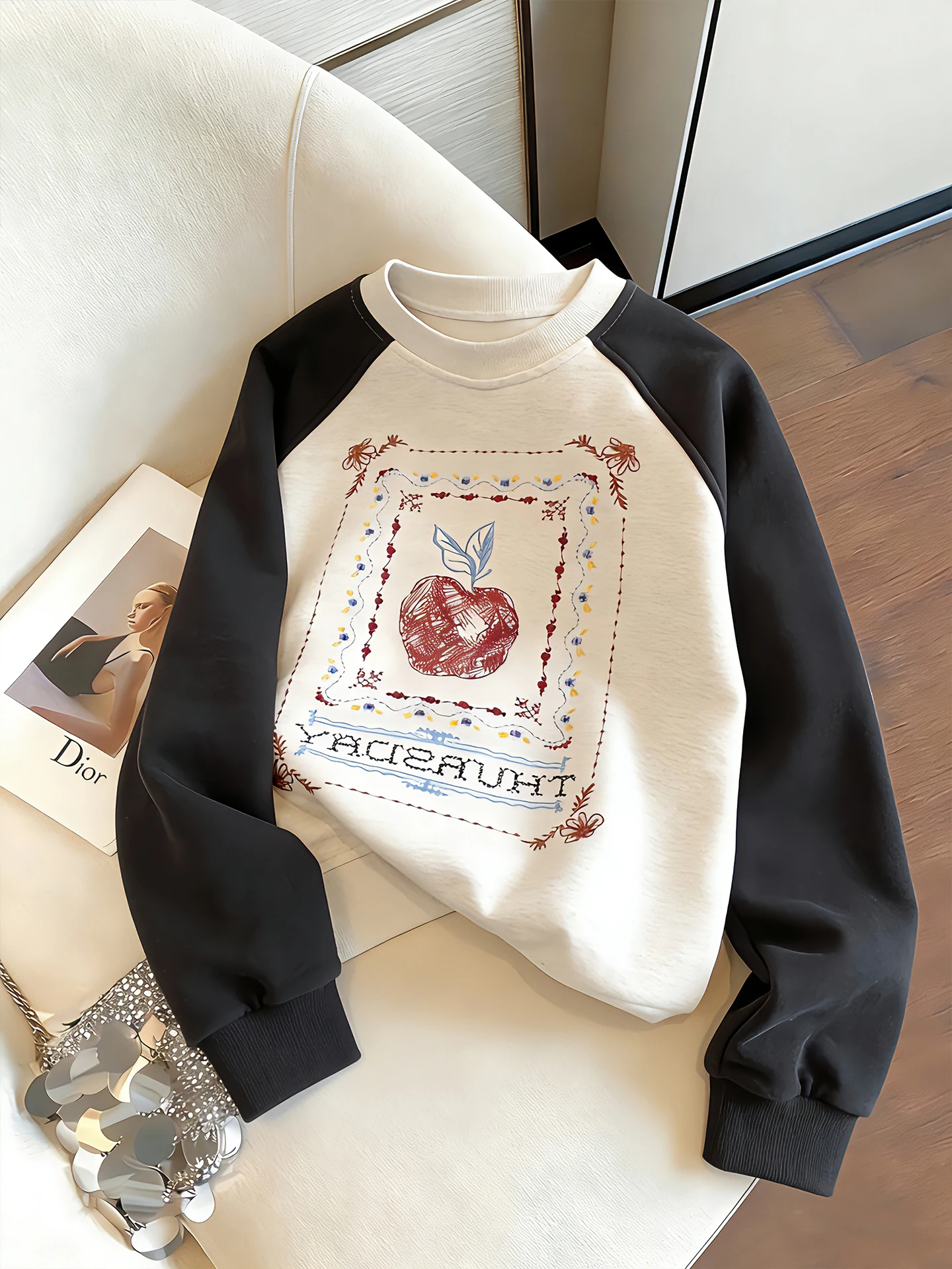 

Повседневная длинная толстовка Sve ex Spring Autumn Faion Lazy Sle Color Blo Design Утягивающий универсальный топ в Корейском стиле