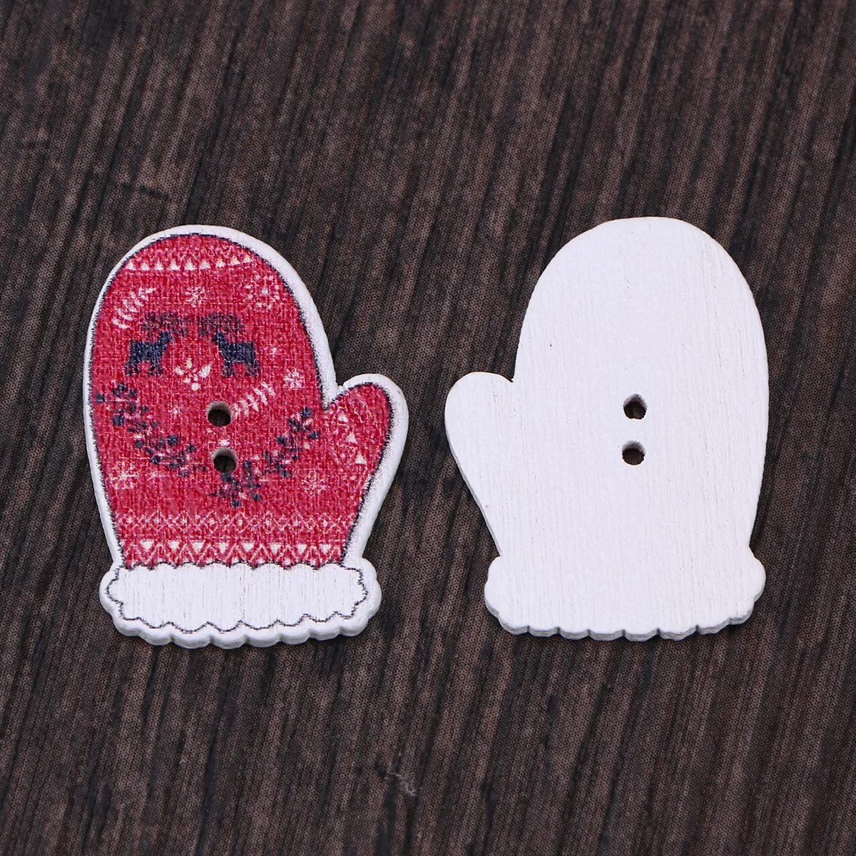 Buttons Little Glove Shaped Decor Christmas Decorations Xmas DIY Assorted Snaps Cute Wooden