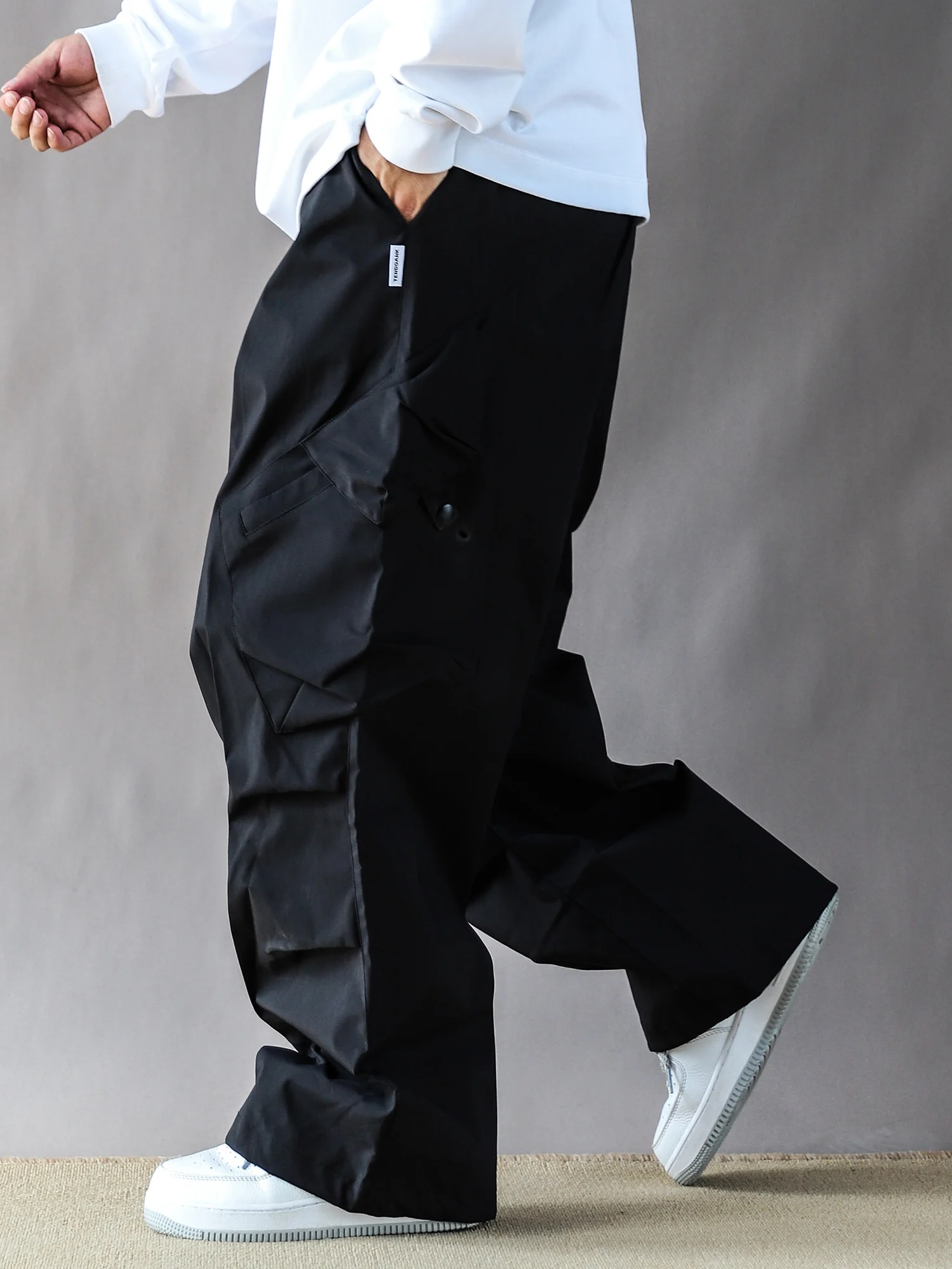 

Мужские повседневные рабочие брюки в японском ретро-стиле, свободного кроя, весна-осень, в американском уличном стиле, легкие черные брюки-парашюты