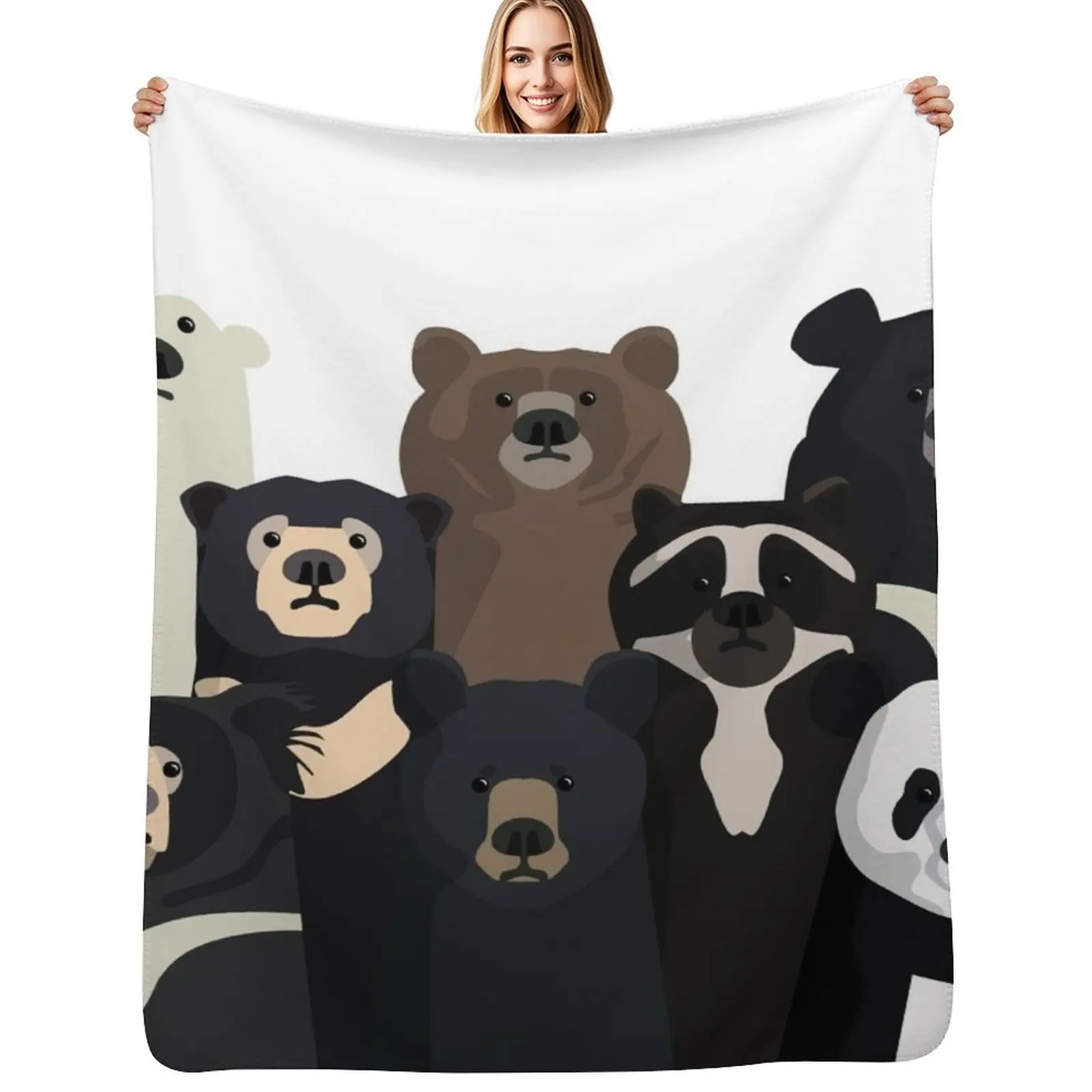 

Bears of the world Throw Blanket Machine Washable Soft Warm Blanket