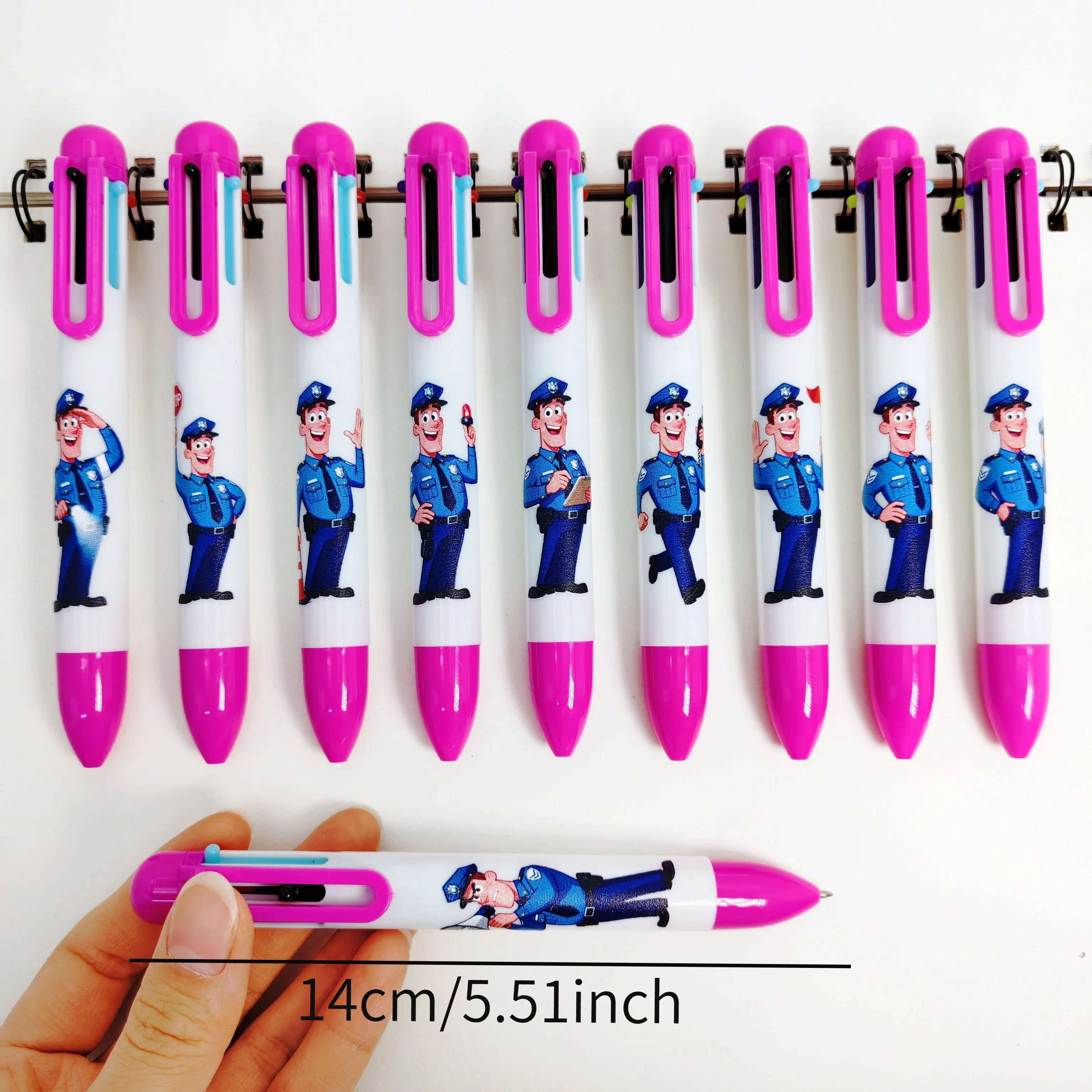 8 قطع/12 قطعة قلم حبر جاف للشرطة الذكور، قلم حبر جاف خاص بستة في واحد، قلم حبر جاف محمول #3