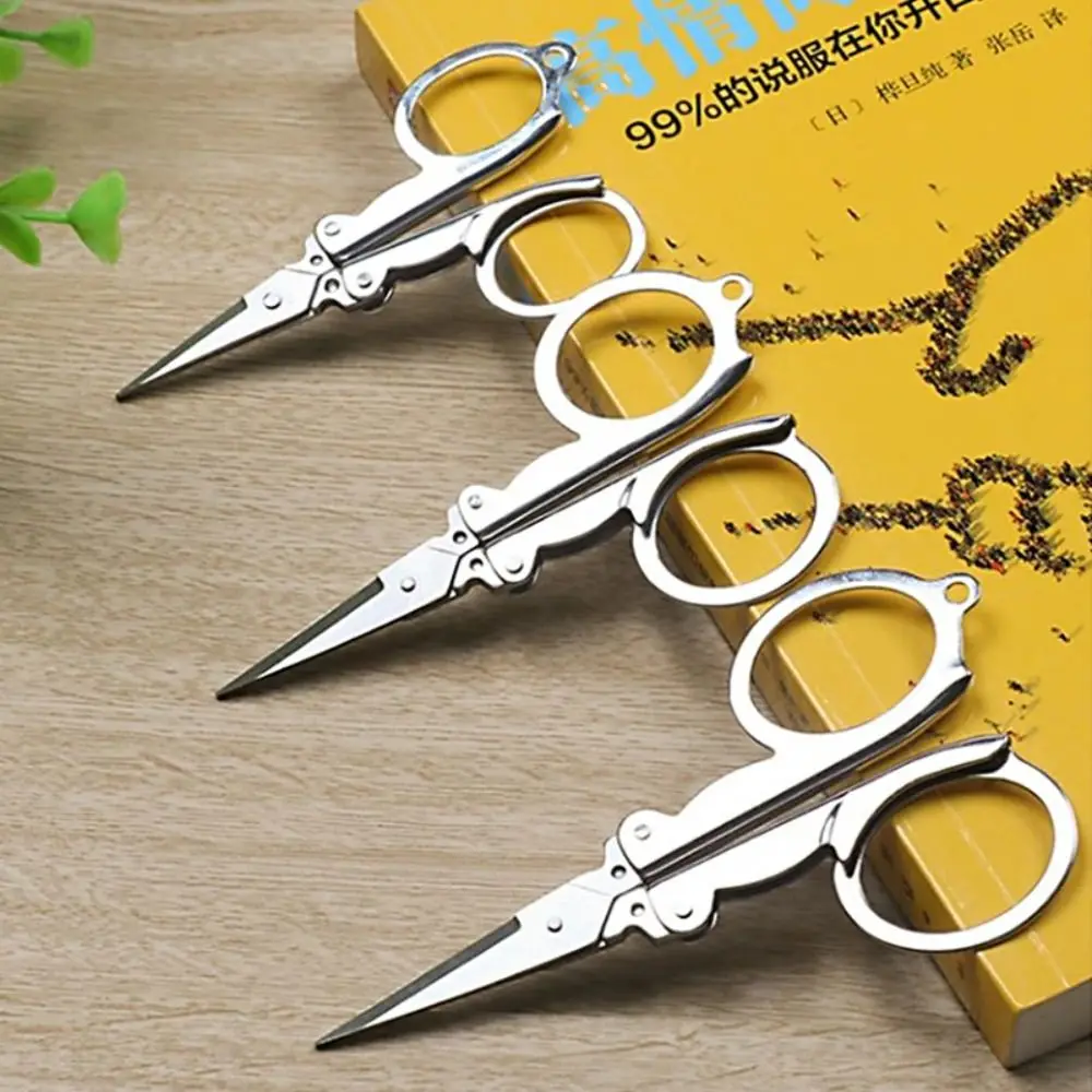 New Stainless Steel Foldable Scissors Compact Silver Mini Scissors Mini Pocket Scissor Travel