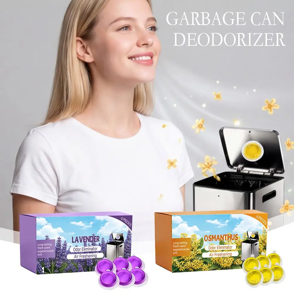 6Packs Trash Can Deodorizer Lavender/Citrus Scent Stick-On Gel Air Freshener Up to 30 Days Long Lasting Odor Absorber for Kitch