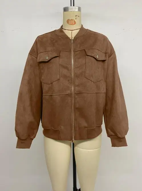 2025 خريف/شتاء جديد المرأة البيسبول طوق البريطانية المخملية الرجعية سترة غير رسمية ملابس نسائية #1