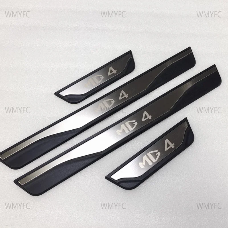 For MG MG4 EV 2021 2022 2023 2024 Car Accessories 4pcs/Lot ABS Stainless Steel Door Sill Pedal Scuff Plate stickers