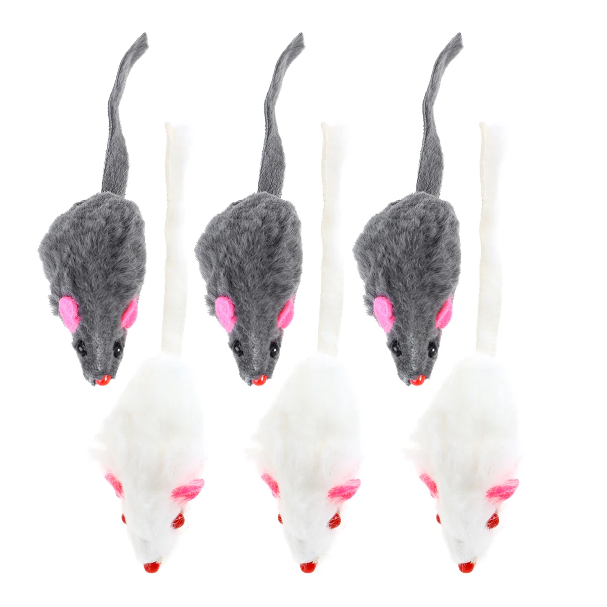 6Pcs False Mice Toys Interactive Mini Funny Mouse Toys with Sound Squeaky Toys for Pet Cats Kitten