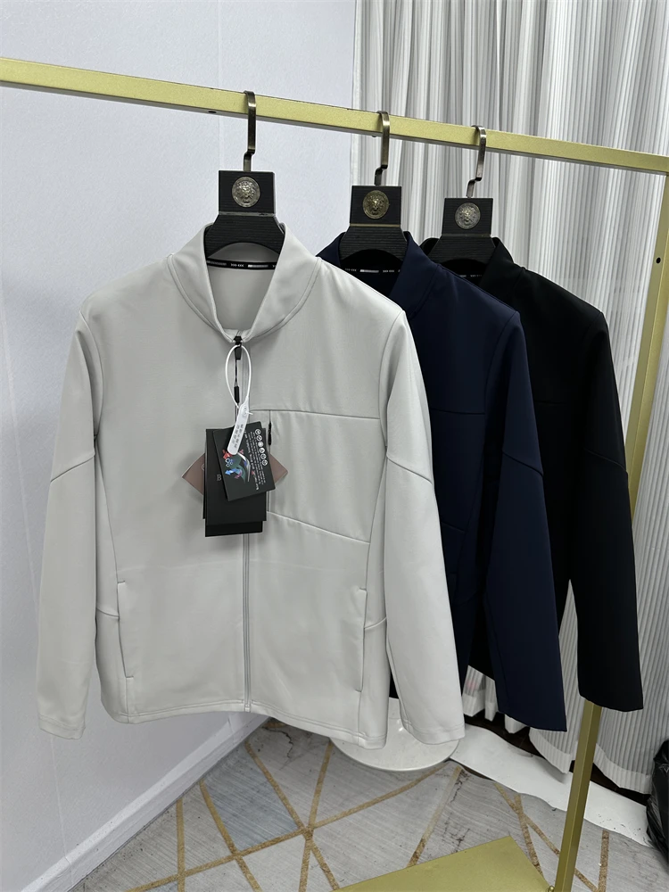 

High-End Busin Sle Men's Casual Outdoor Jaet Stand Collar Loose Fit Polyester Fiber Zipper Closure Spring Autumn Wear