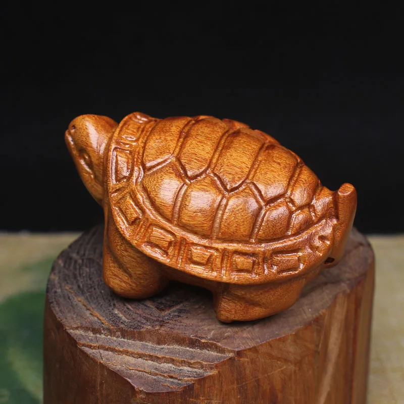 Miniature Turtle Figurine Ornament Wooden Carved Animal Turtle Crafts Funny gifts Desk Accessories Home Decoration New year gift