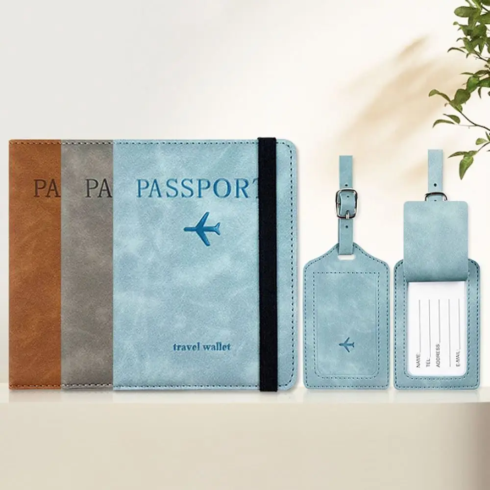 Fashion Leather Luggage Tag Travel with Signature Paper Baggage Label Portable Universal Boarding Tags Men Women