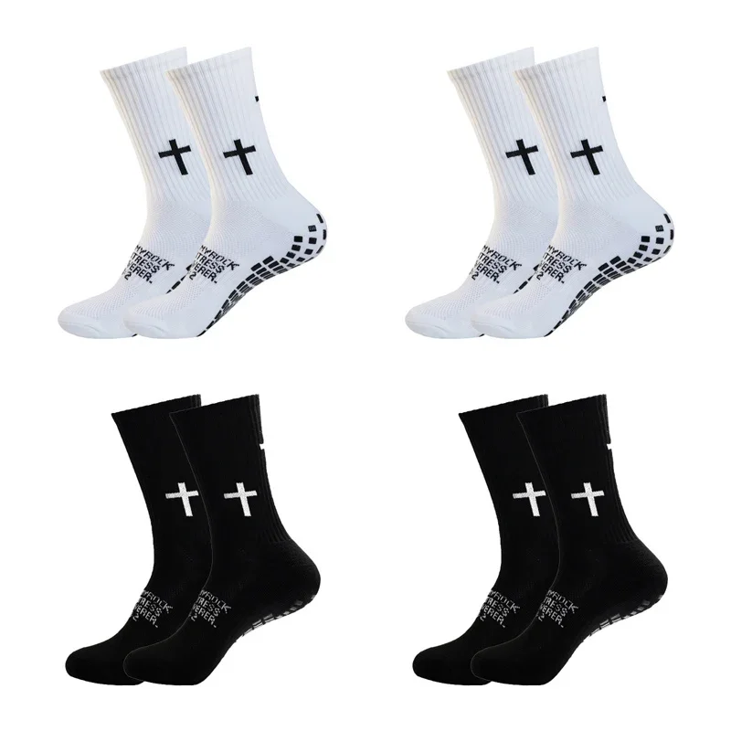 

4 пары противоскользящих футбольных носков с силиконовой подошвой, мужские и женские спортивные носки, дышащие футбольные носки для бега на открытом воздухе, велоспорта