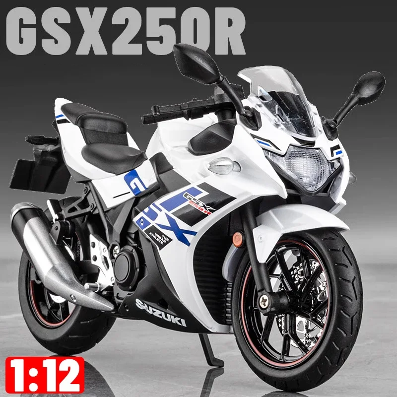 

1:12 Suzuki GSX250R литой под давлением модель мотоцикла, коллекция игрушечного автомобиля, звук и фотография, внедорожник, игрушечный автомобиль