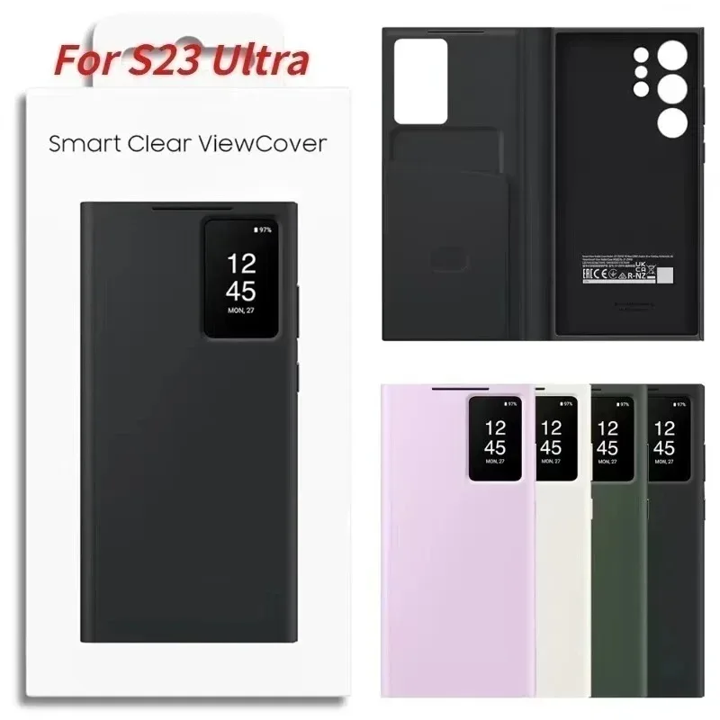 

Чехол-кошелек Smart View (SM-S9180) для телефона Samsung Galaxy S23 Ultra, оконный чип, кожаные чехлы, откидная откидная крышка S23UItra