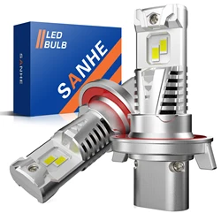 SANHE H13/9008 LED Headlight Bulbs High and Low Beam Ultra Bright 1:1 Size Halogen Replacements Fog Light Bulb 6500K Cool White