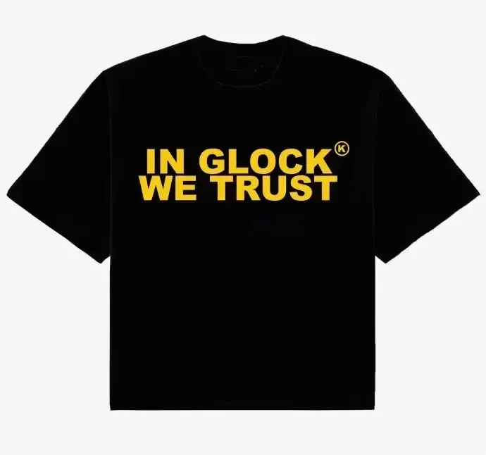 CC T Shirt Mens Harajuku Hip Hop in Glock We Trust Graphic Print Round Neck TShirt Gothic graphic t shirts