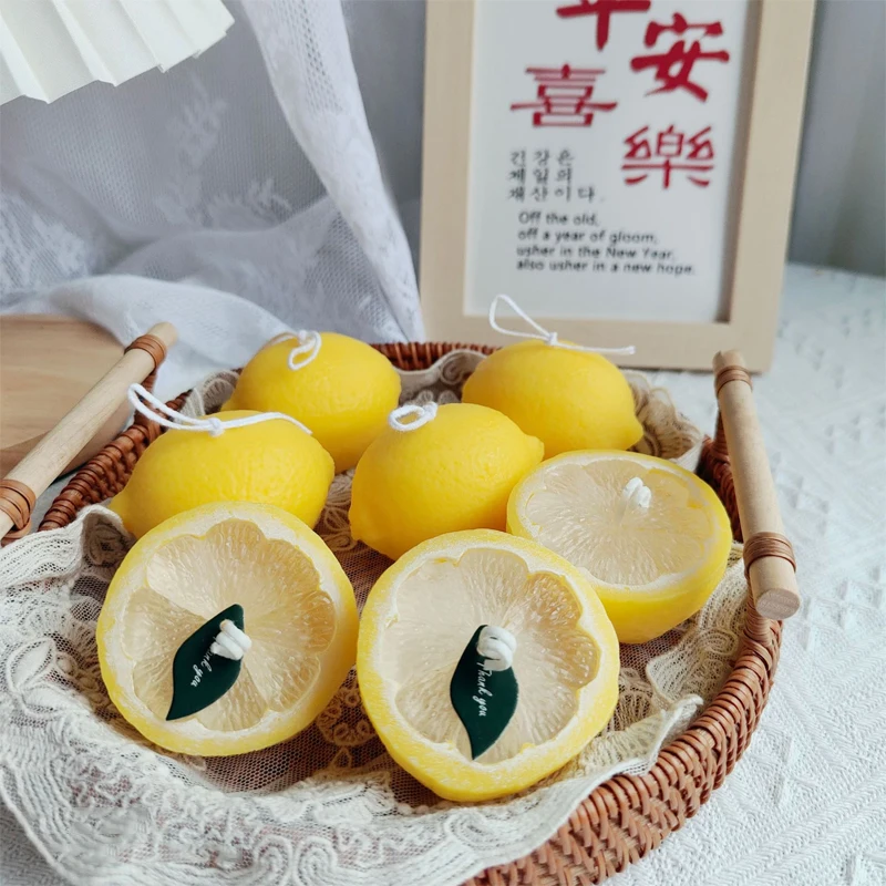 Lemon Scented Candle Simulation Half a Lemon Shooting Props Fragrance Soy Wax Candles Home Decorations Handmade Gifts