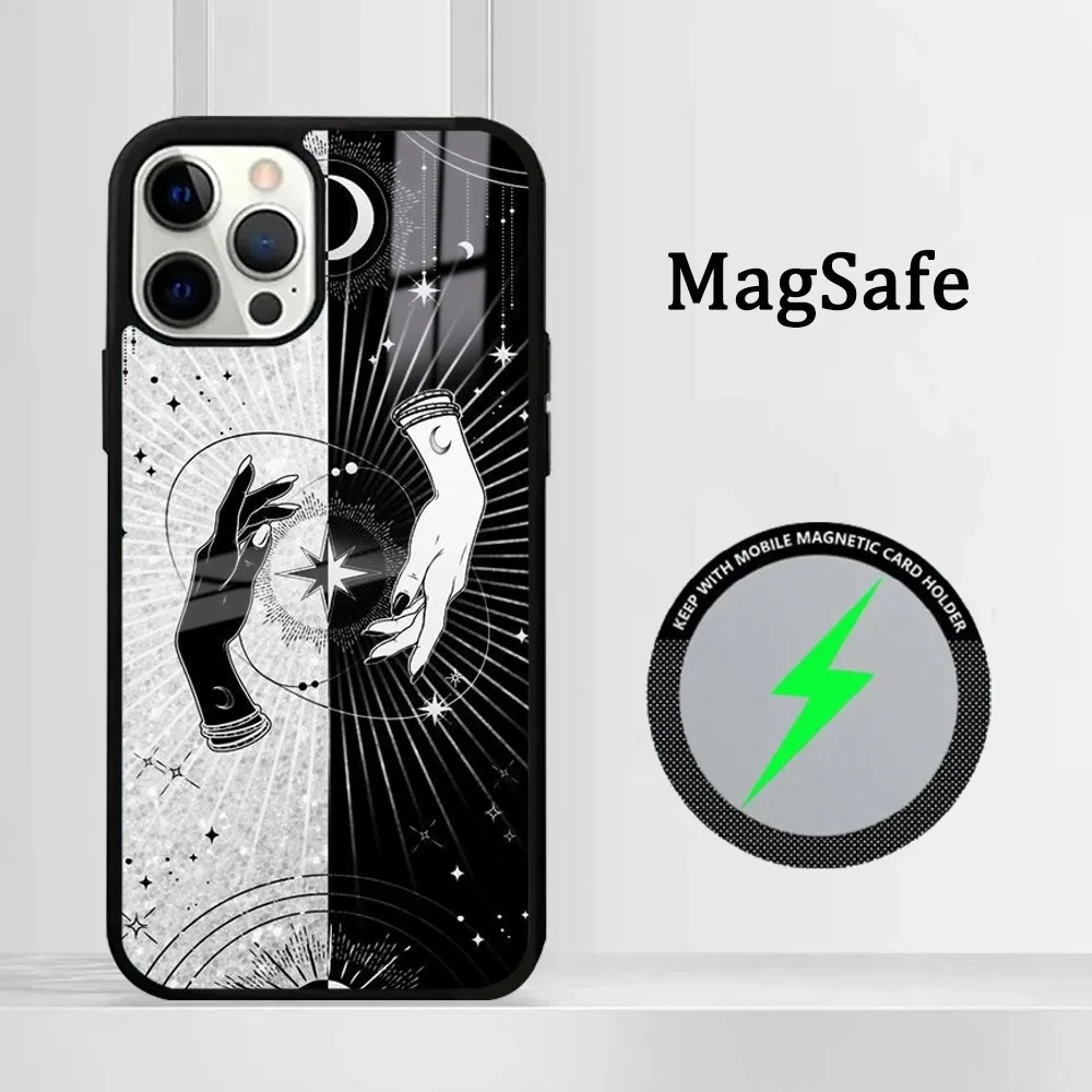 Art C-Celestial H-Hands Art Print Phone Case Magsafe Phone Case For iPhone16 15 14 13 12 11 Pro Max Plus Mini Shockproof Mirror