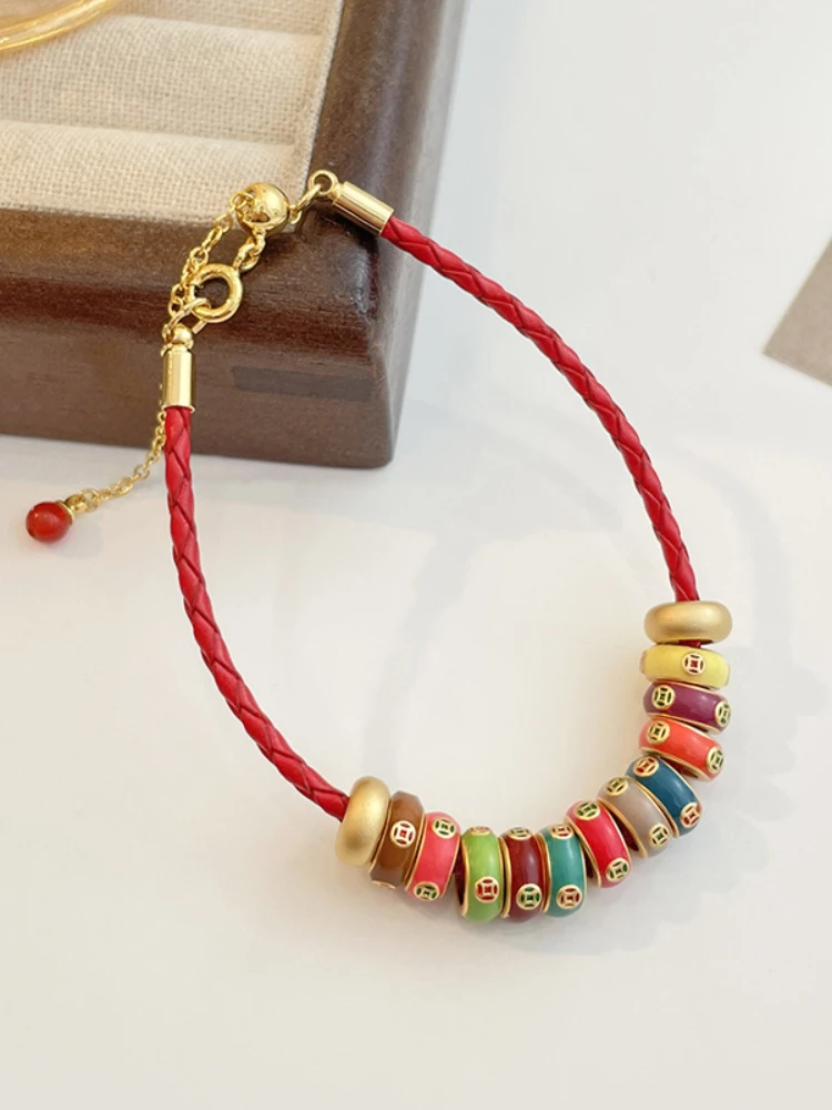 Браслет из красной веревки в китайском стиле для девочек, высококачественное чувство меньшинства, модные простые средневековые украшения ручной работы
