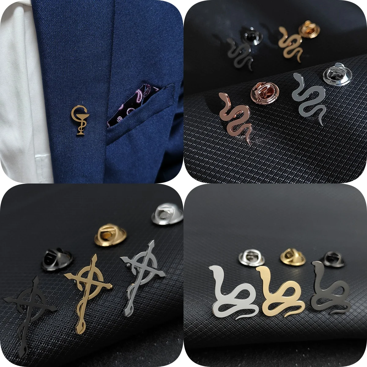 

Symbol Culture Stainless Steel Brooch, Ancient Mythological Serpent Symbol Badge, Jewelry for Health and Guardianship.