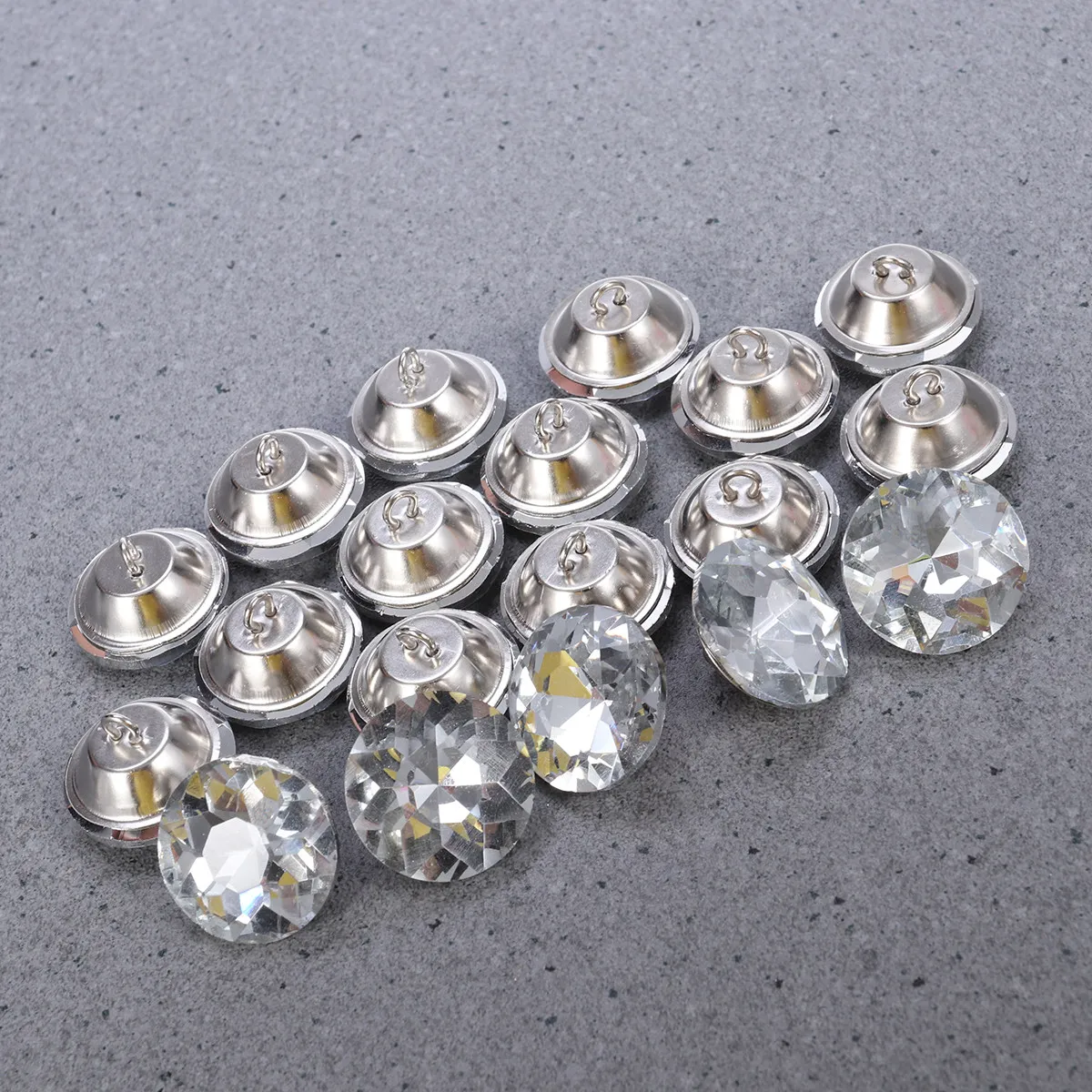20 Botones de Tapicería de Cristal Genuino de 25 mm con Base Metálica, Decoración Redonda de Diamantes de Imitación para Sofá, Cabecero, Pie de Cama, Banco, Diván