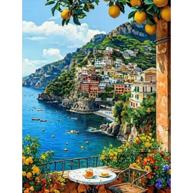 

GATYZTORY Town Painting By Numbers Acrylic paints Acrylic on Canvas Paints Landscape 40x50cm Home Decor Picture With Numbers