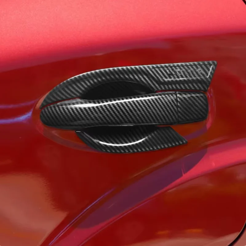 Fit For NISSAN Terra 2018-2022 Accessory glossy black Carbon fibre pattern car side Door Handle bowl Covers Trim 2018 -2022