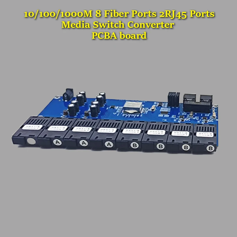 

1/5pcs Fiber Switch 1.25G PCBA Board SC 8F2E placa metro fibra Singlemode Gigabit Optical Converter Switch Ethernet 10/100/1000M