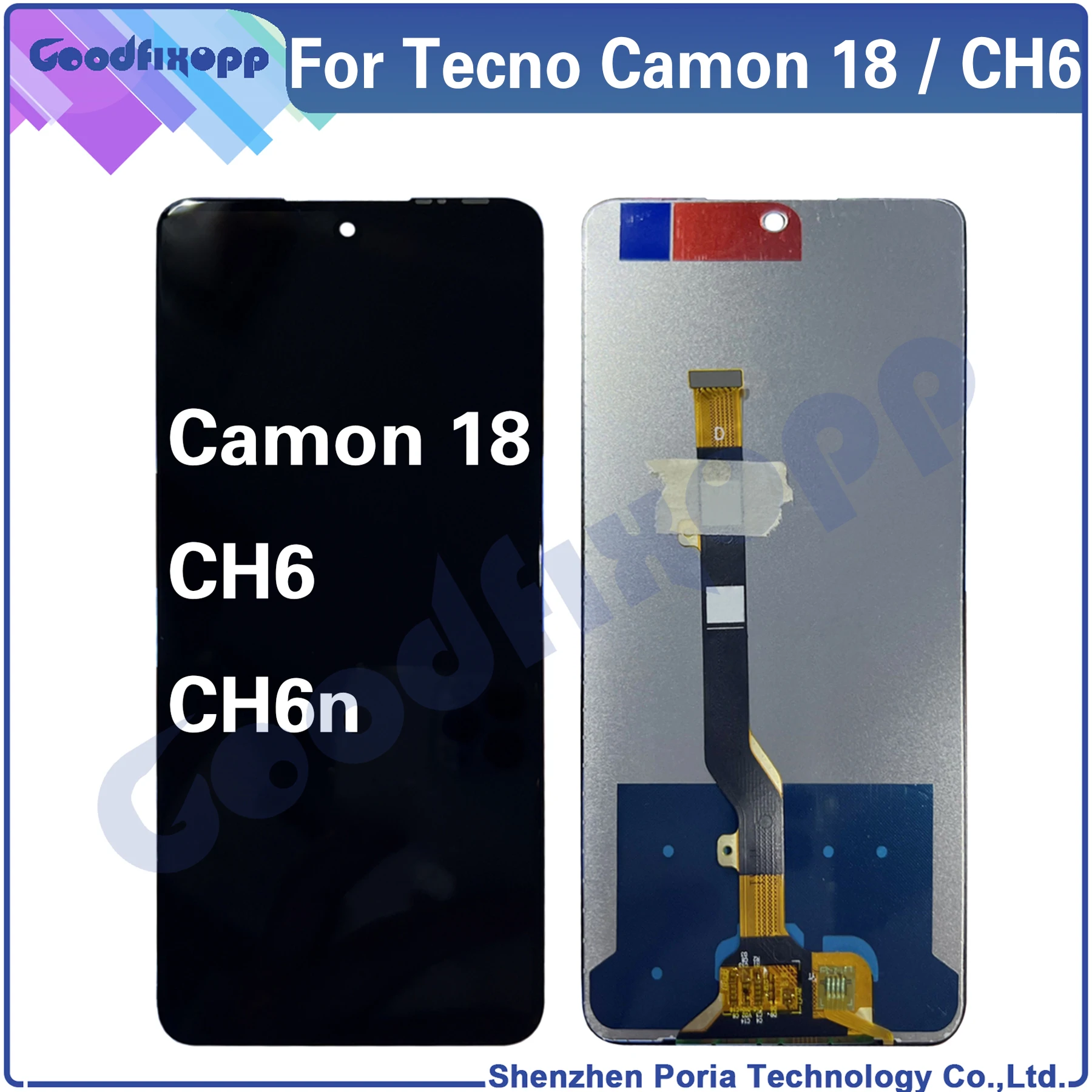 For Tecno Camon 18 CH6 CH6n Camon18 LCD Display Touch Screen Digitizer Assembly Repair Parts Replacement