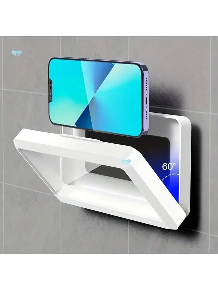

360° Rotatable Waterproof Wall Mount Phone Holder For Bathroom Kitchen Touch Screen Use