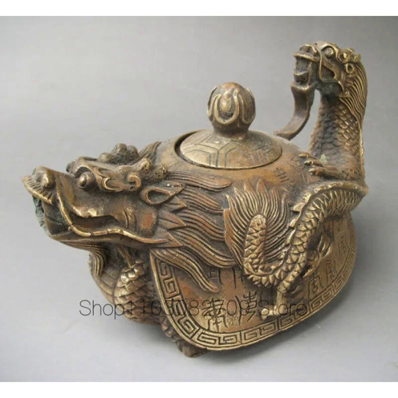 

Wonderful Beautiful Rare Oriental Bronze Signed Carved Dragon Teapot Statues