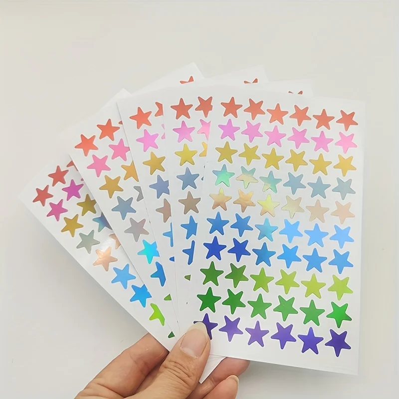 5 Sheets/bag Gold/Colored Star Sticker Stamping Five Pointed Star Sticker Children's Reward Sticker Teacher Praise Label