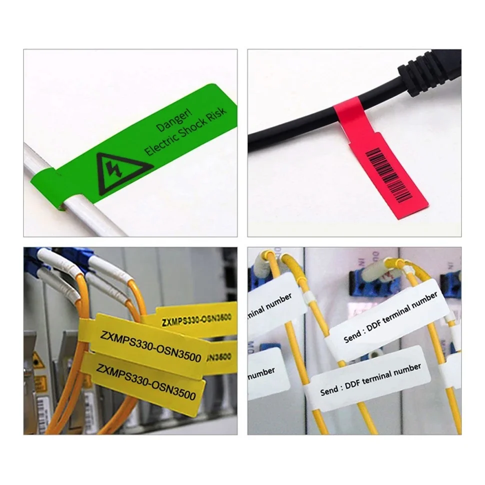 Thermal Cable Label 70x24 84x26 Self-Adhesive Label Network Cable Waterproof Optical Fiber Cable Tail Tag Color Bar Code Labels
