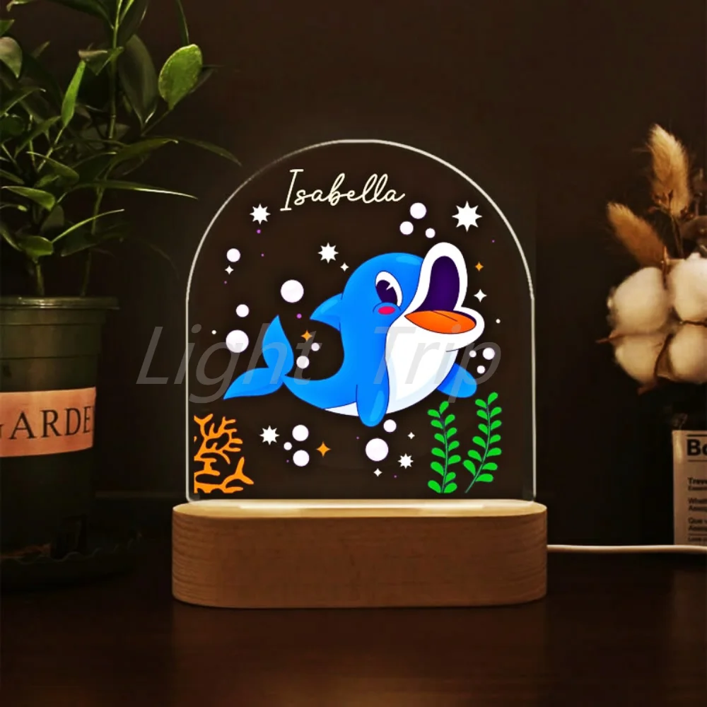 Personalizado Animal Night Light para Crianças, Lâmpada Acrílica Personalizada para o Bebê, Quarto Infantil, Decoração do Lar, Presente de Aniversário, Neonate