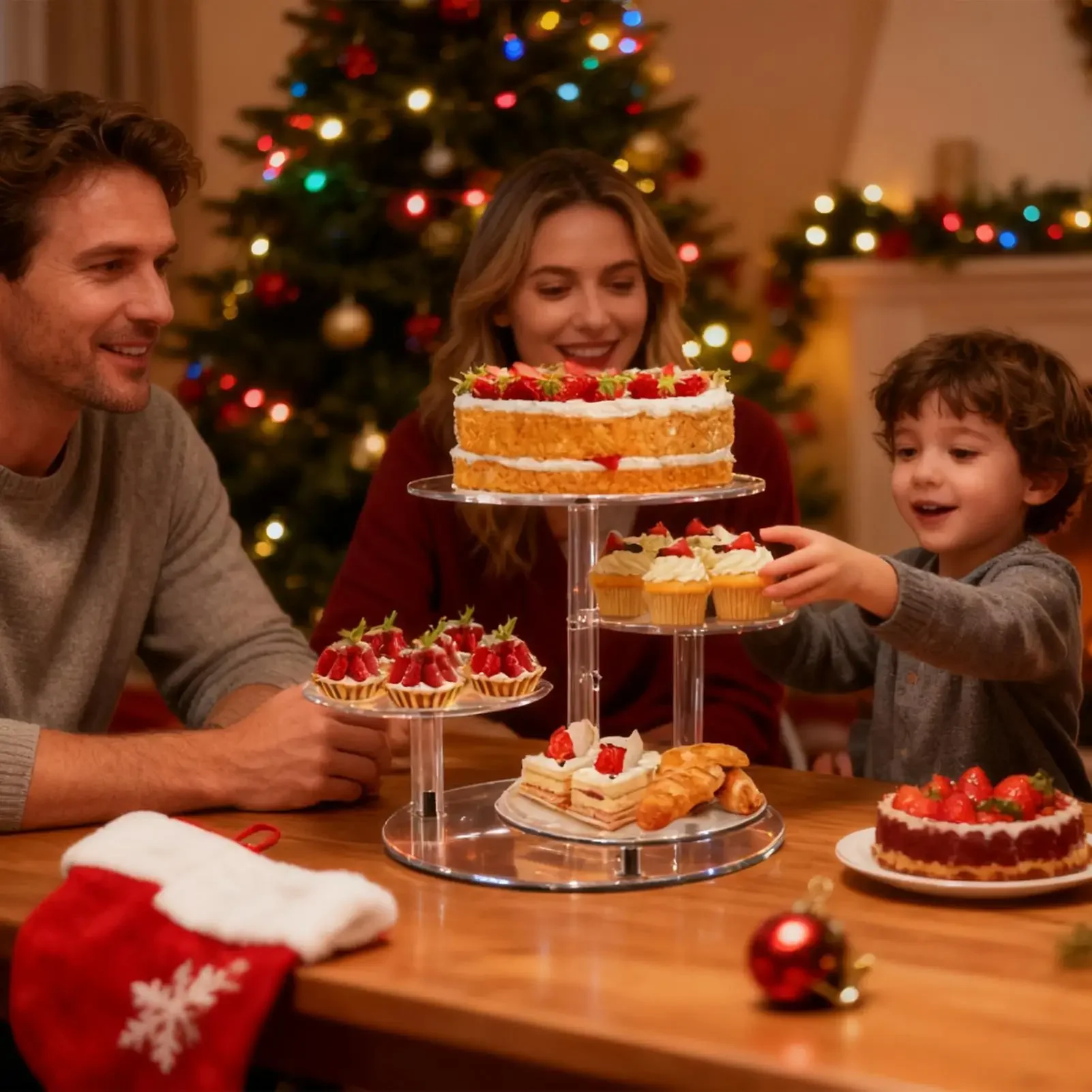 Cup Cake Tower Stand Clear Acrylic Serving Holder Cup Cake Dessert Stand Display for Cookie Snack Food Pastry Candy Wedding