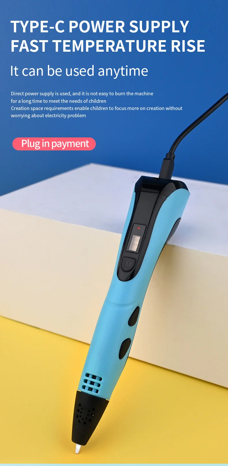 Neuer Stil 3D-Druckstift 3D-Stift-Set für Kinder mit Netzteil Pla Filament Reiseetui Geburtstag Weihnachtsgeschenk für Kinder – Detail 3