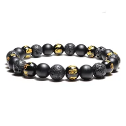 Fashion Handmade Natual Stone Beads Buddha Bracelet Charm Tiger Eye/ Wooden/Malachite/Obsidian Braclet For Women Men Yoga Jewely