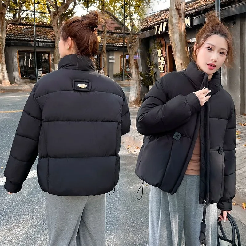 New Womens Down Cotton Jacket Short Fashion Autumn Winter Thicke Warm Padded Jacket Stand-up Collar Female Casual Cotton Clothes