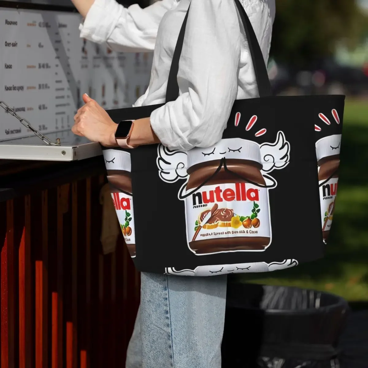 

Забавная пляжная сумка-тоут Nutella, спортивная сумка для спортзала и йоги, большая сумка-тоут, женская дорожная сумка, сумка для фитнеса