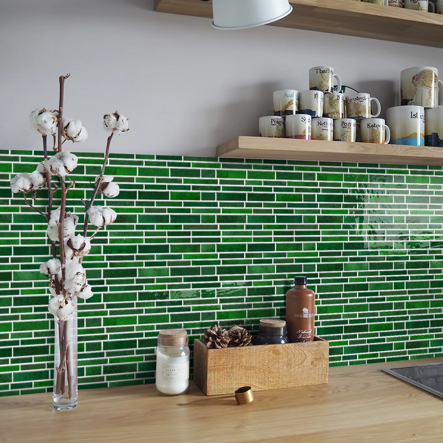 1/6/12pcs Mosaic Marble Tile Sticker Modern Home Wall Decoration Waterproof Self Adhesive PVC Wall Sticker Kitchen Living Room